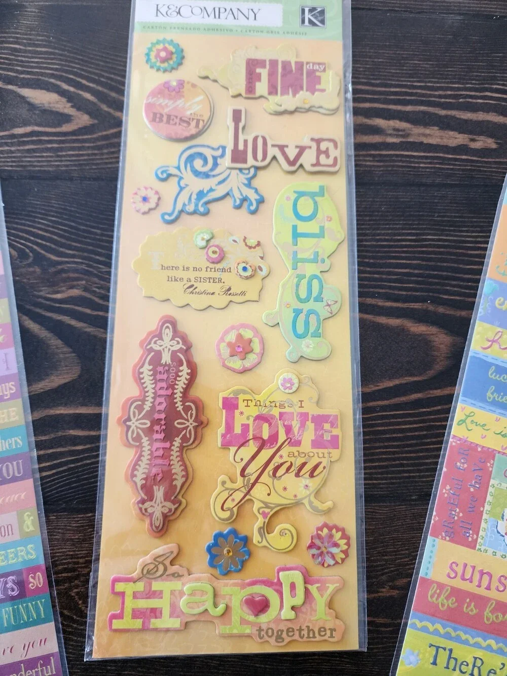 Scrapbooking Stickers - Love Girly 3D Jumbo Sheets - K&Co Lot New Retired #22
